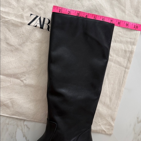 NWT ZARA REAL LEATHER Moto Boots Rounded Square Toe Water Repellent Size 8/38 - Picture 11 of 14